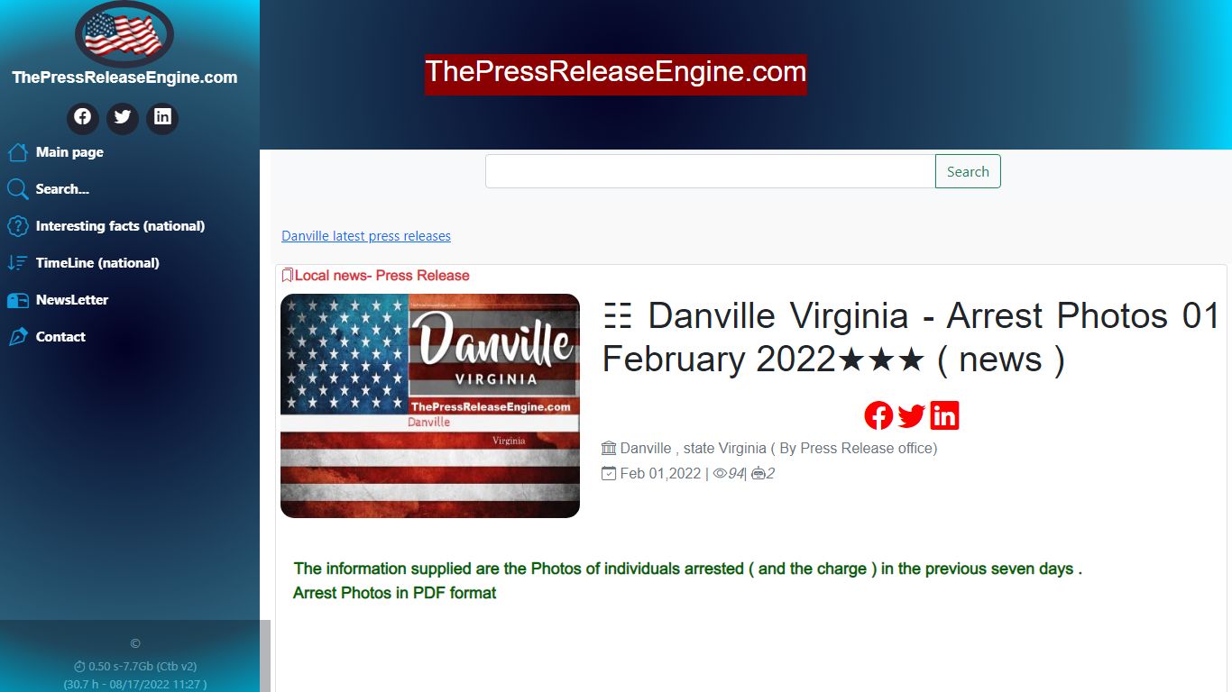 Danville Virginia - Arrest Photos 01 February 2022&&& ( news )